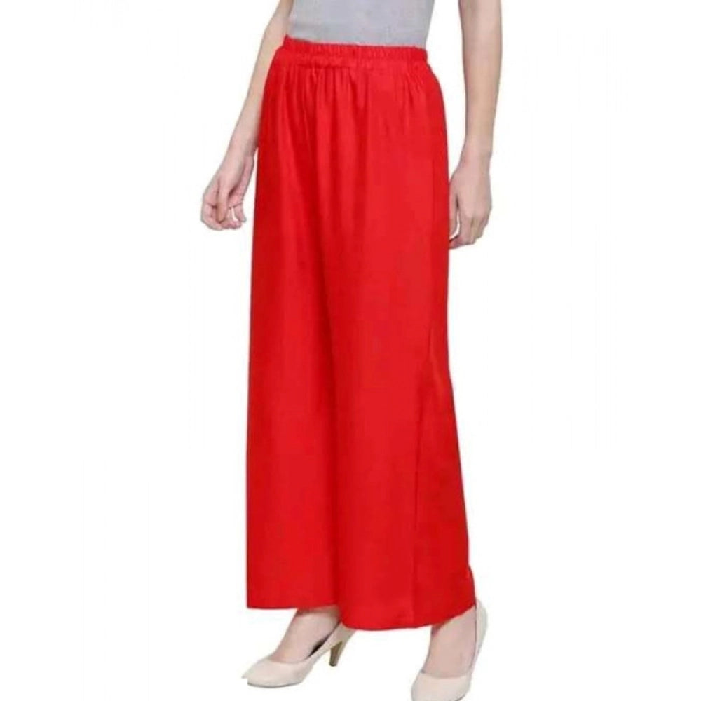 HD Women's Casual Rayon Solid Ankle Length Palazzo (Red, Free Size)