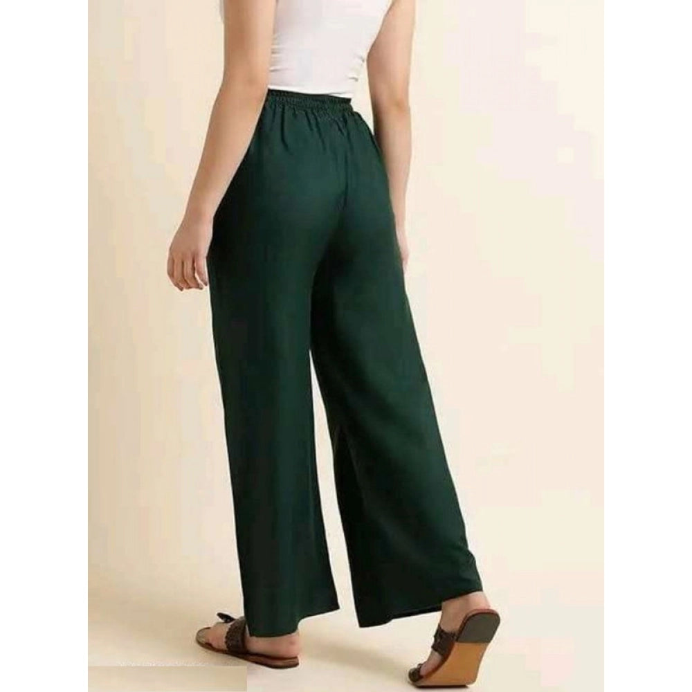 HD Women's Casual Rayon Solid Ankle Length Palazzo (Green, Free Size)