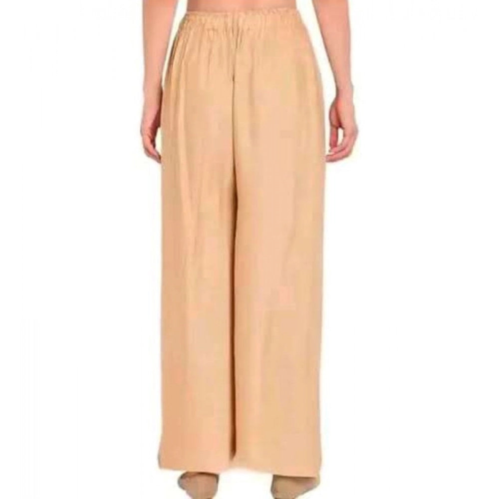 HD Women's Casual Rayon Solid Ankle Length Palazzo (Golden , Free Size)