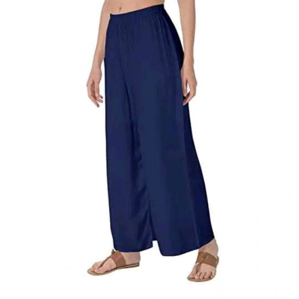 HD Women's Casual Rayon Solid Ankle Length Palazzo (Navy Blue , Free Size)