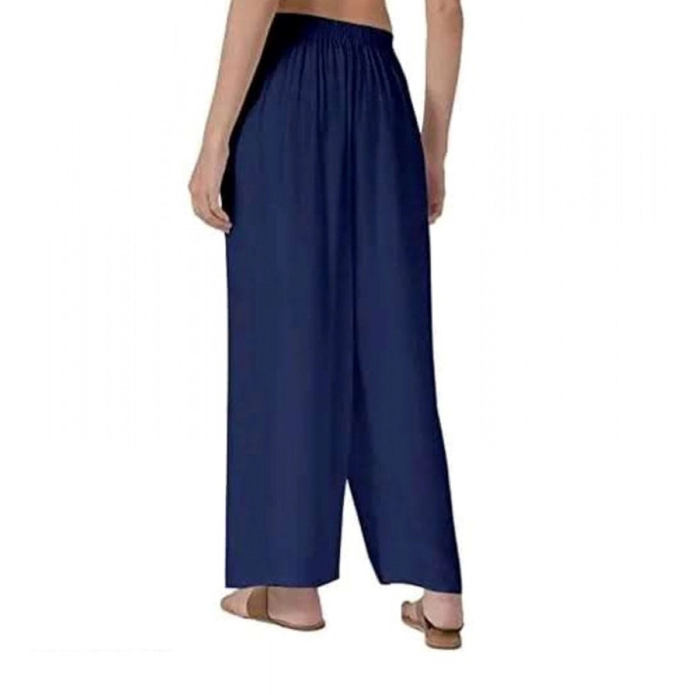 HD Women's Casual Rayon Solid Ankle Length Palazzo (Navy Blue , Free Size)