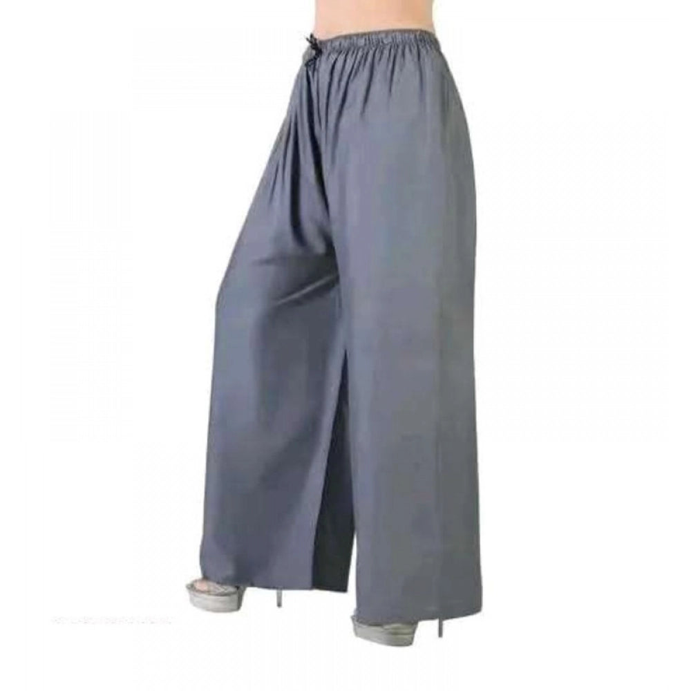 HD Women's Casual Rayon Solid Ankle Length Palazzo (Grey, Free Size)
