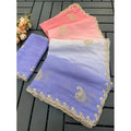 Women's Digital Printed闁?Geogette Saree With Unstitched Blouse (Purple, 5-6 Mtrs)