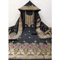 HD Women's Banarasi Silk Printed Unstitched Salwar Suit Material With Dupatta (Black, 3Mtrs)