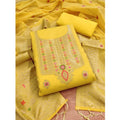HD Women's Banarasi Silk Printed Unstitched Salwar Suit Material With Dupatta (Yellow, 3Mtrs)