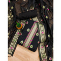 HD Women's Banarasi Silk Printed Unstitched Salwar Suit Material With Dupatta (Black, 3Mtrs)