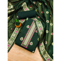 HD Women's Banarasi Silk Printed Unstitched Salwar Suit Material With Dupatta (Bottle Green, 3Mtrs)