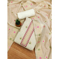 HD Women's Banarasi Silk Printed Unstitched Salwar Suit Material With Dupatta (White, 3Mtrs)