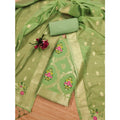 HD Women's Banarasi Silk Printed Unstitched Salwar Suit Material With Dupatta (Pista, 3Mtrs)