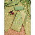 HD Women's Banarasi Silk Printed Unstitched Salwar Suit Material With Dupatta (Pista, 3Mtrs)