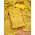 HD Women's Banarasi Silk Printed Unstitched Salwar Suit Material With Dupatta (Yellow, 3Mtrs)