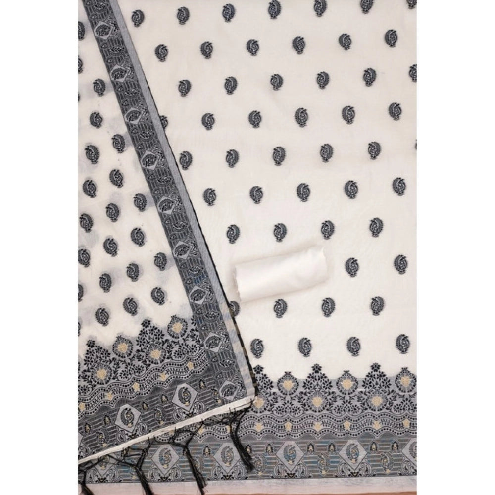 HD Women's Banarasi Silk Printed Unstitched Salwar Suit Material With Dupatta (Black, 3Mtrs)