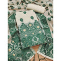 HD Women's Banarasi Silk Printed Unstitched Salwar Suit Material With Dupatta (Bottle Green, 3Mtrs)