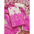 HD Women's Banarasi Silk Printed Unstitched Salwar Suit Material With Dupatta (Pink, 3Mtrs)