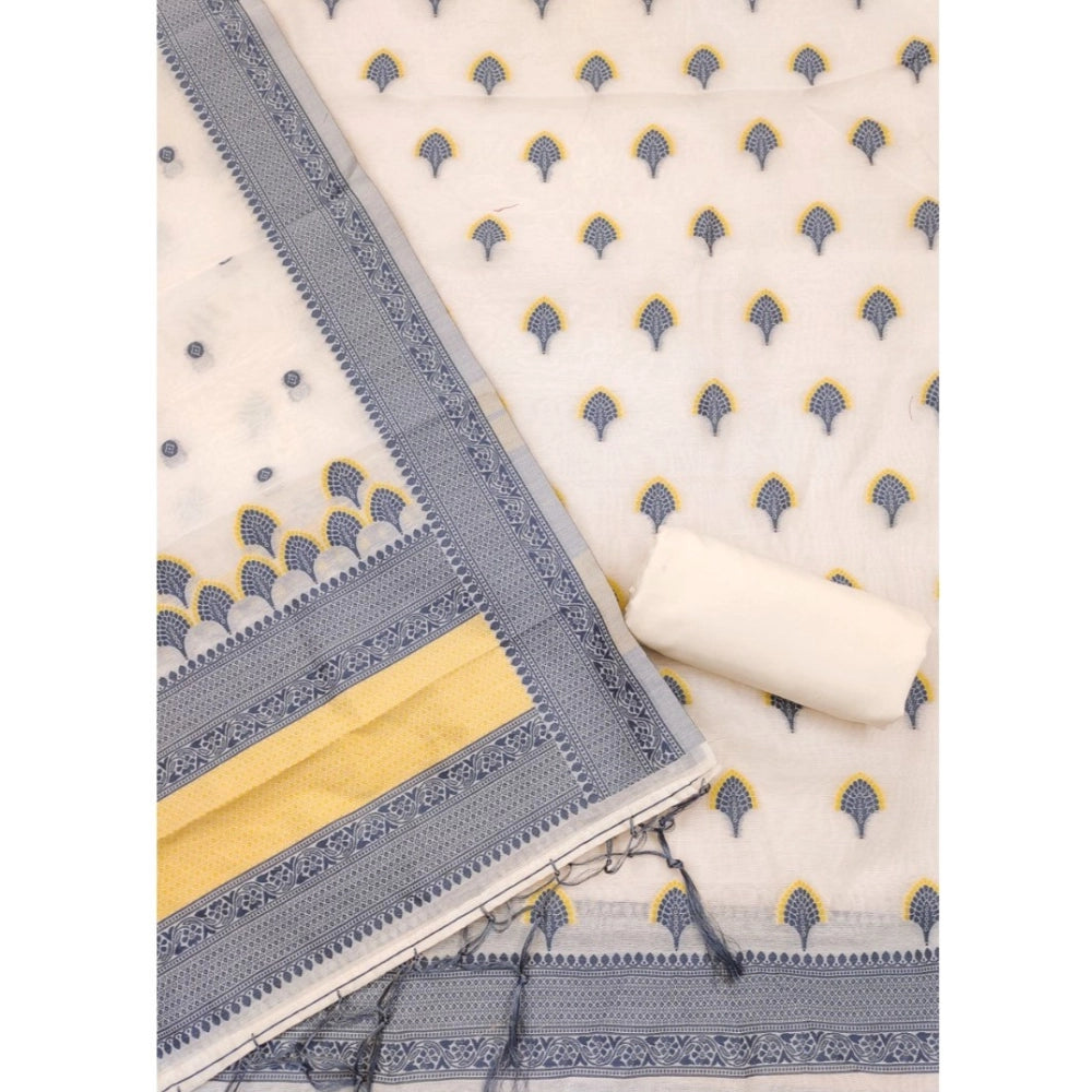 HD Women's Banarasi Silk Printed Unstitched Salwar Suit Material With Dupatta (Grey, 3Mtrs)