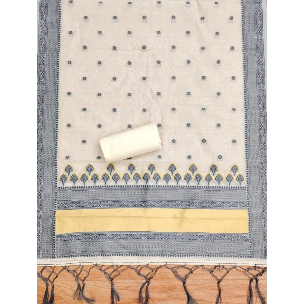 HD Women's Banarasi Silk Printed Unstitched Salwar Suit Material With Dupatta (Grey, 3Mtrs)