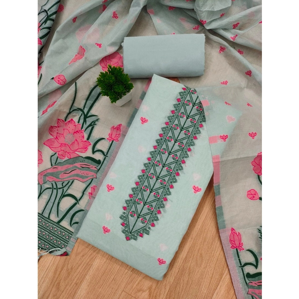 HD Women's Banarasi Silk Printed Unstitched Salwar Suit Material With Dupatta (Grey, 3Mtrs)