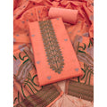 HD Women's Banarasi Silk Printed Unstitched Salwar Suit Material With Dupatta (Peach, 3Mtrs)