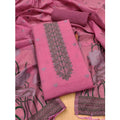 HD Women's Banarasi Silk Printed Unstitched Salwar Suit Material With Dupatta (Pink, 3Mtrs)
