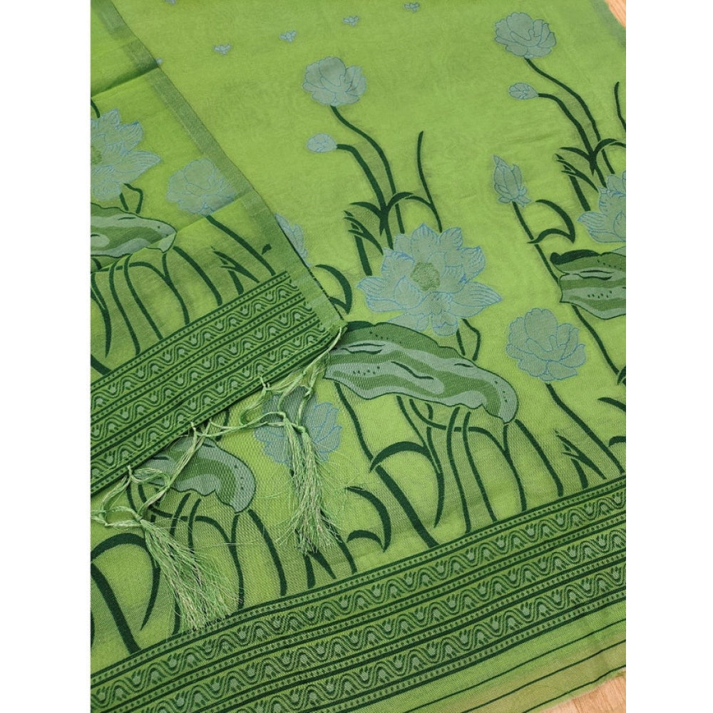 HD Women's Banarasi Silk Printed Unstitched Salwar Suit Material With Dupatta (Pista, 3Mtrs)