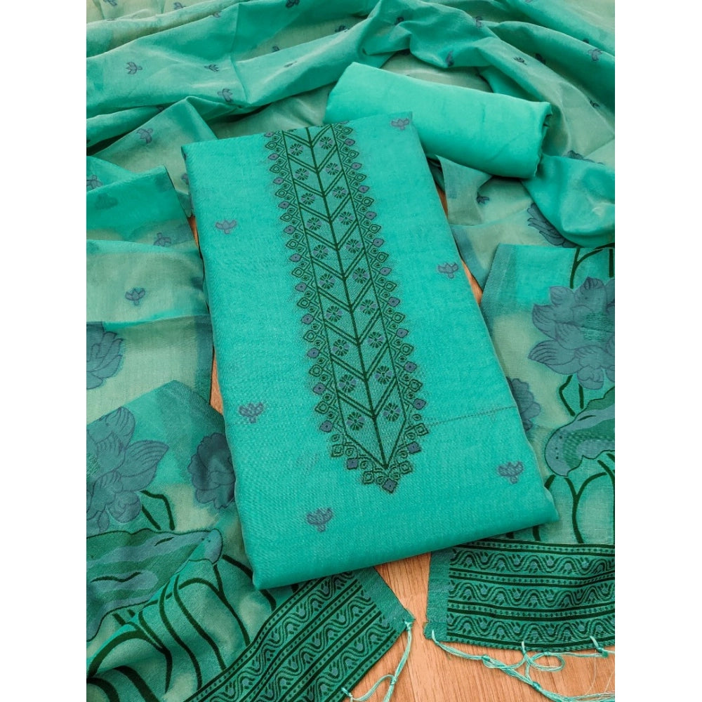 HD Women's Banarasi Silk Printed Unstitched Salwar Suit Material With Dupatta (sea Green, 3Mtrs)