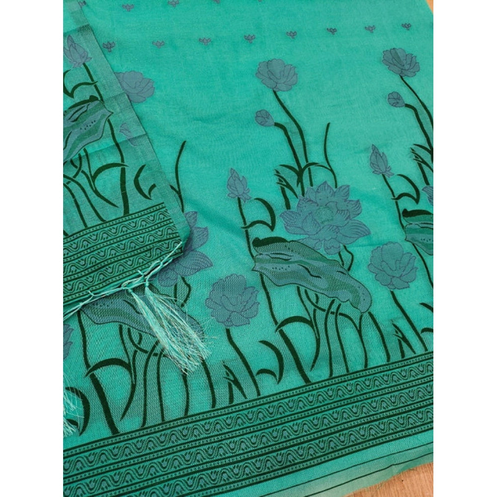 HD Women's Banarasi Silk Printed Unstitched Salwar Suit Material With Dupatta (sea Green, 3Mtrs)