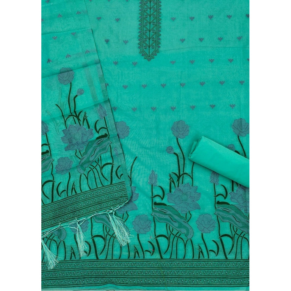 HD Women's Banarasi Silk Printed Unstitched Salwar Suit Material With Dupatta (sea Green, 3Mtrs)