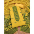 HD Women's Banarasi Silk Printed Unstitched Salwar Suit Material With Dupatta (Yellow, 3Mtrs)