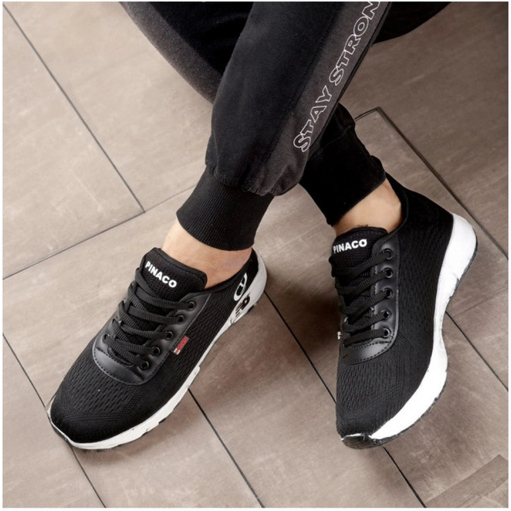 HD Men's Casual Mesh Lace-ups Casual Shoes (Black)