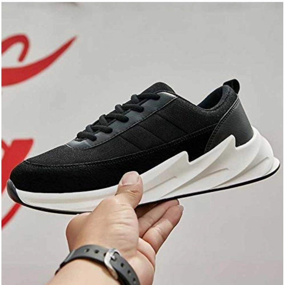 HD Men's Casual Synthetic Lace-ups Casual Shoes (Black)