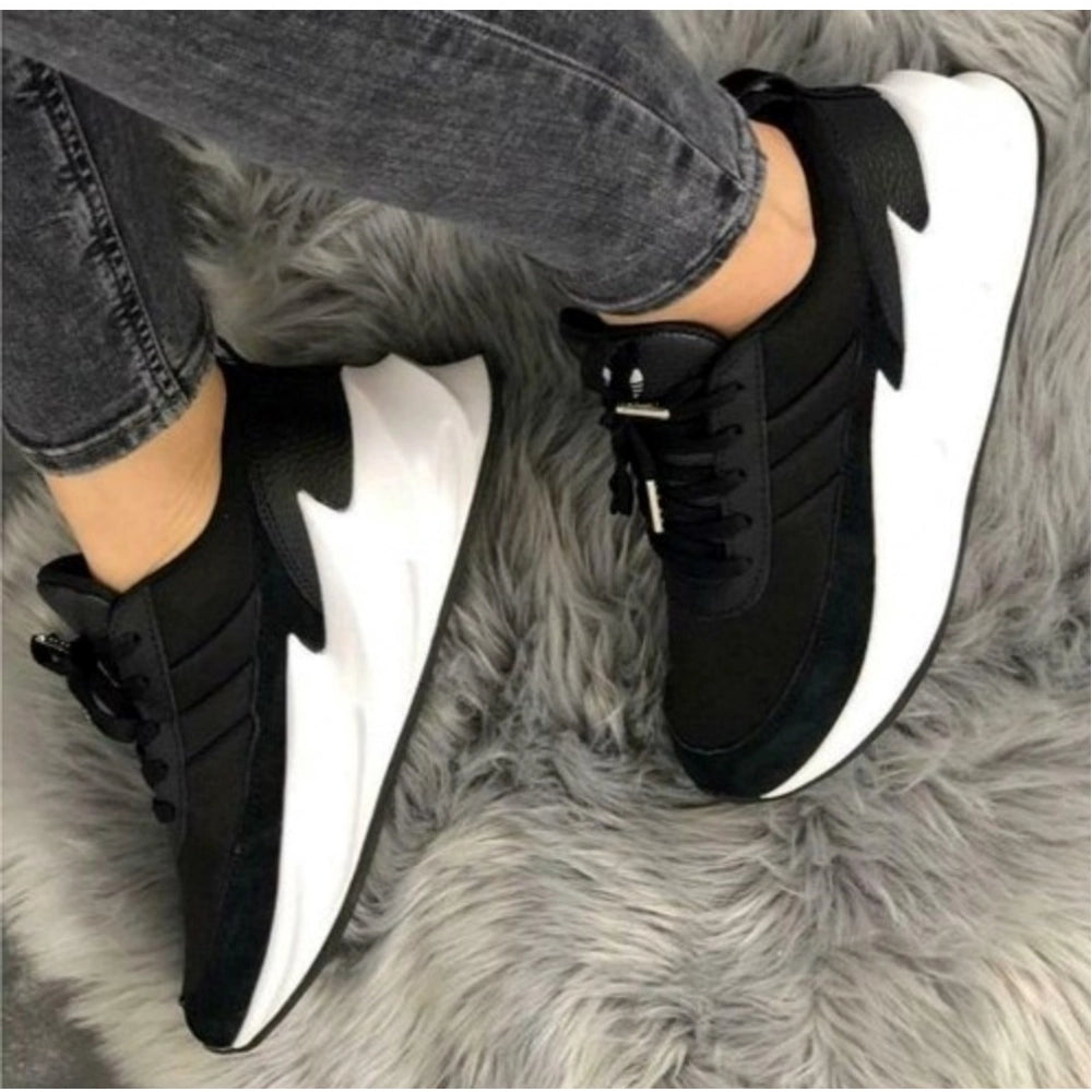 HD Men's Casual Synthetic Lace-ups Casual Shoes (Black)