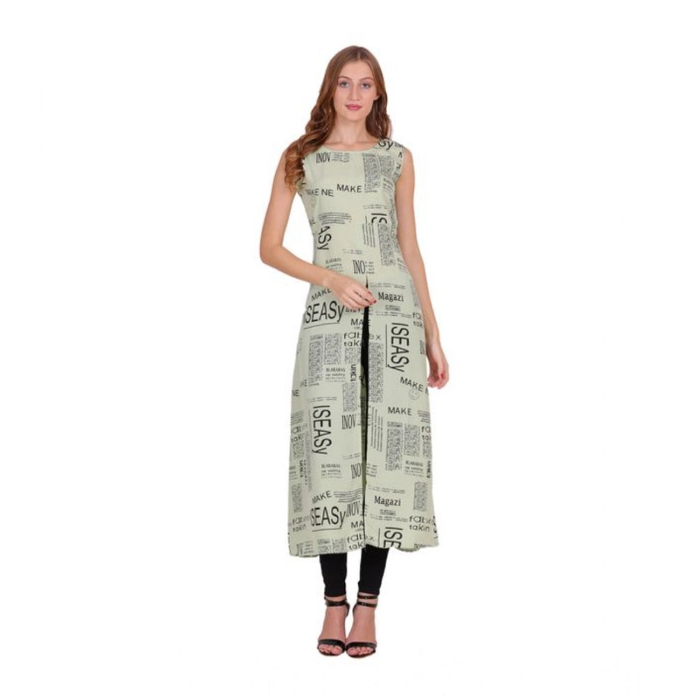 HD Women's Casual Crepe Sleeveless Slit Dress (Light Green)