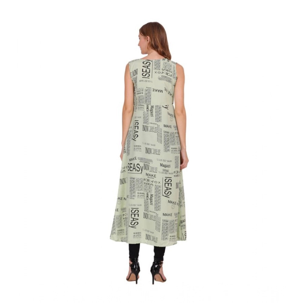 HD Women's Casual Crepe Sleeveless Slit Dress (Light Green)