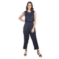 HD Women's Casual Crepe Sleeveless Jump Suit (Navy Blue)