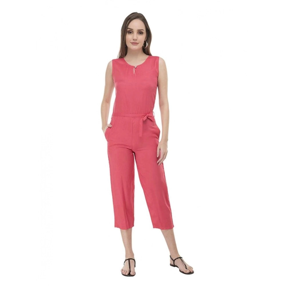 HD Women's Casual Crepe Sleeveless Jump Suit (Pink)
