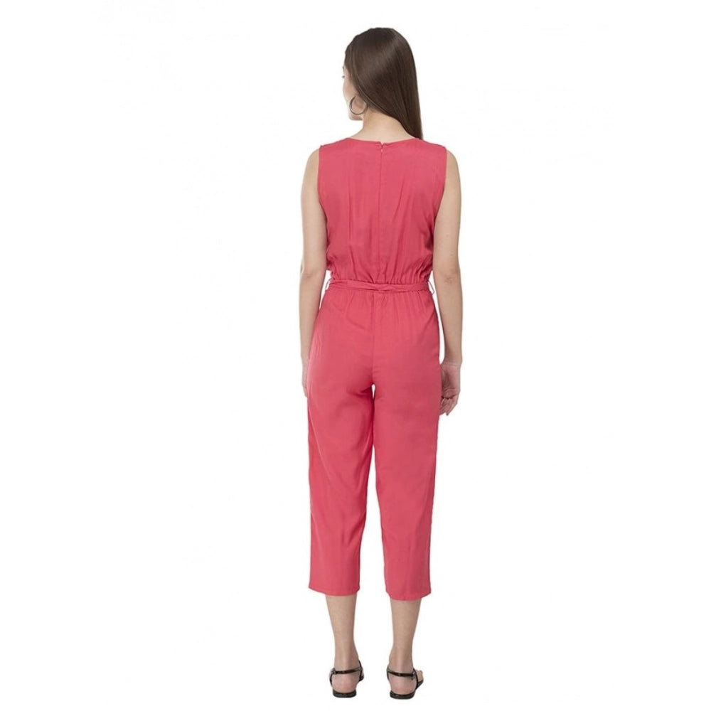 HD Women's Casual Crepe Sleeveless Jump Suit (Pink)