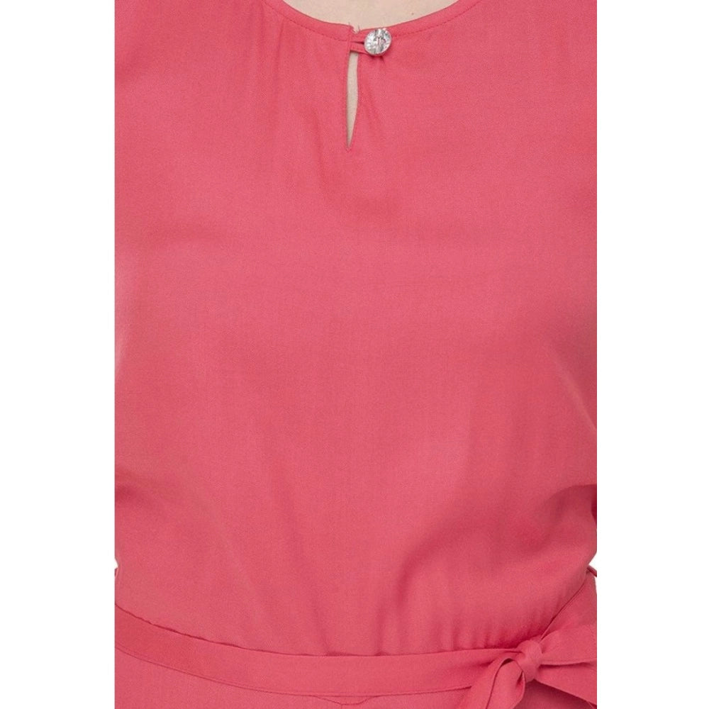 HD Women's Casual Crepe Sleeveless Jump Suit (Pink)