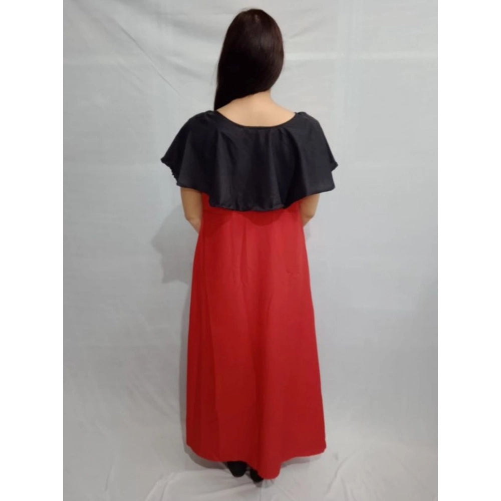 HD Women's Casual Crepe Cape Sleeve Dress (Black)