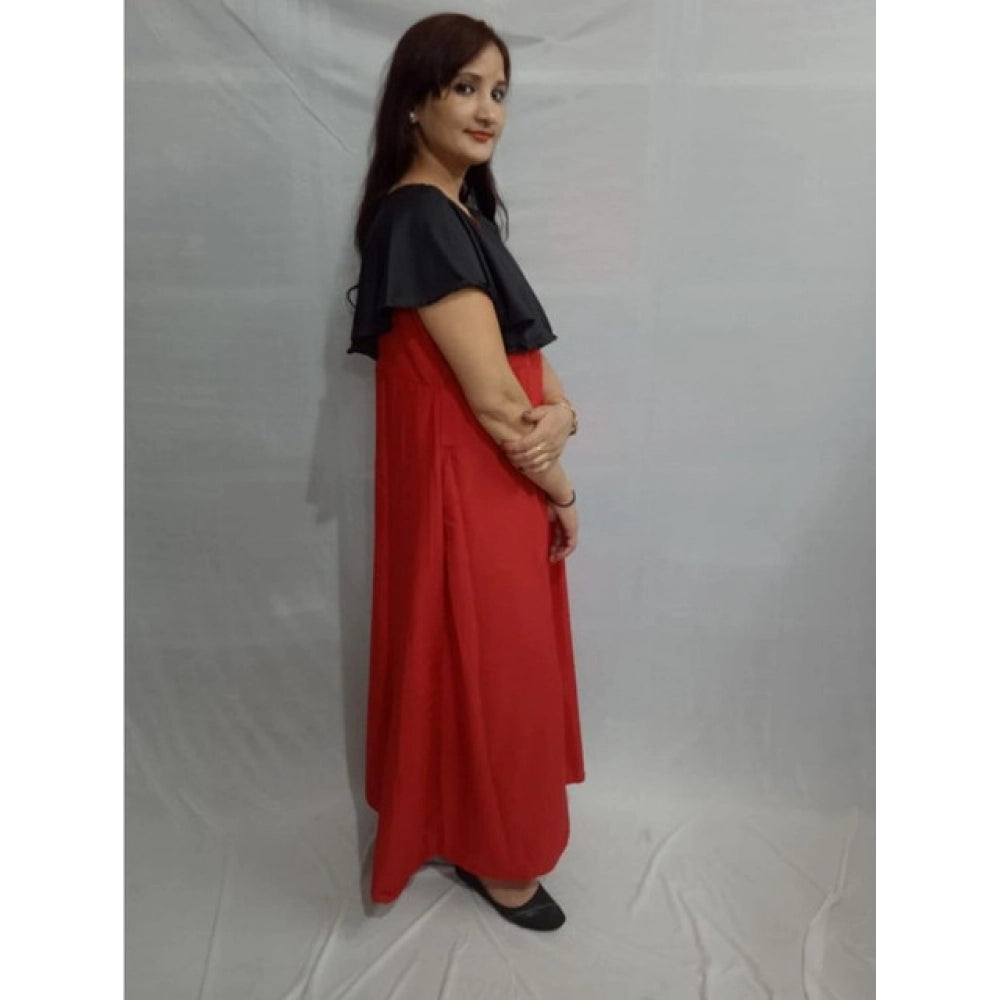 HD Women's Casual Crepe Cape Sleeve Dress (Black)