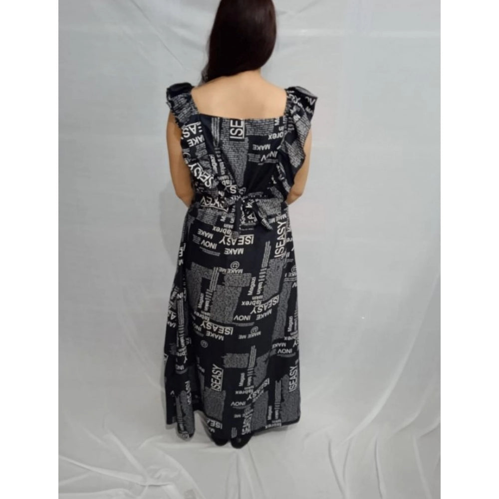 HD Women's Casual Crepe Sleeveless Dress (Black)