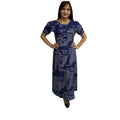 HD Women's Casual Crepe Half Sleeves Dress (Blue)