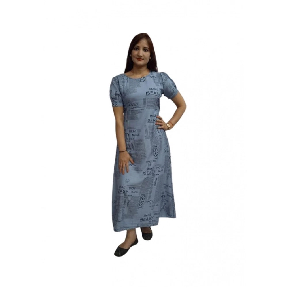 HD Women's Casual Crepe Half Sleeves Dress (Grey)