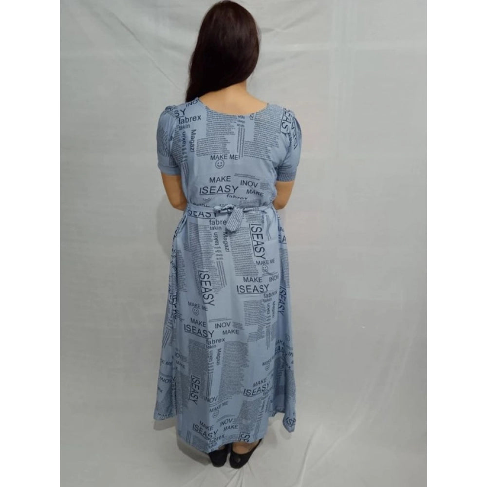 HD Women's Casual Crepe Half Sleeves Dress (Grey)
