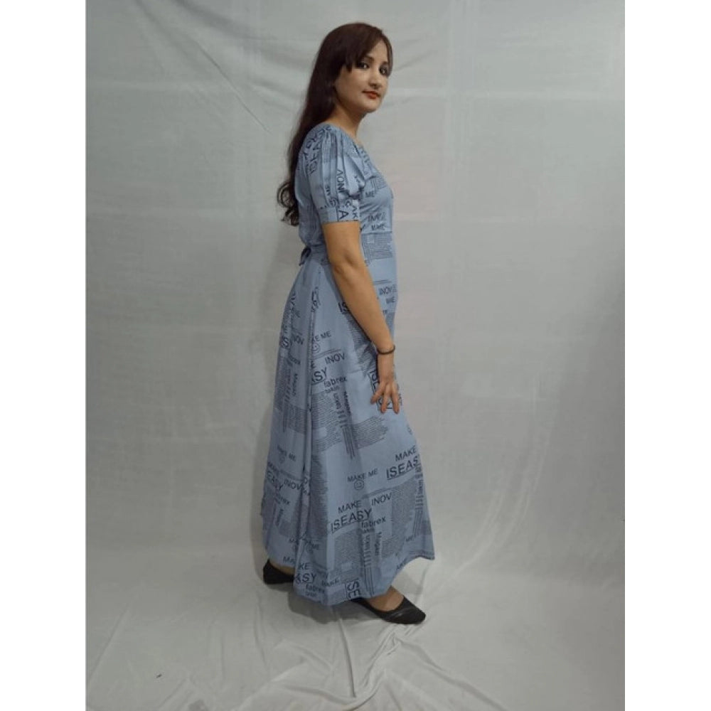 HD Women's Casual Crepe Half Sleeves Dress (Grey)