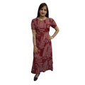 HD Women's Casual Crepe Half Sleeves Dress (Maroon)
