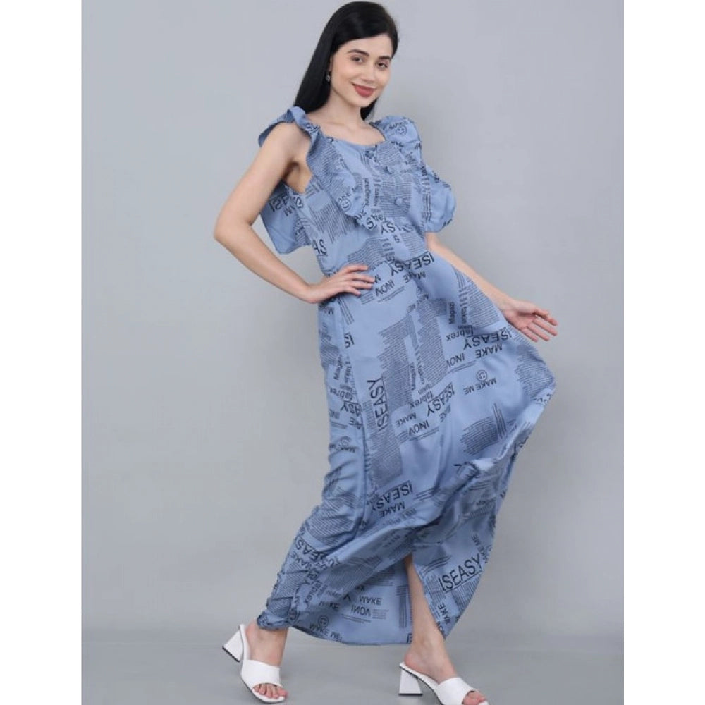 HD Women's Casual Crepe Sleeveless Dress (Grey)