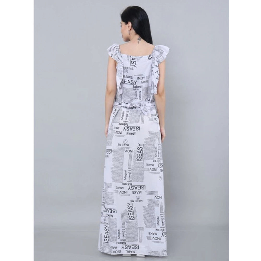 HD Women's Casual Crepe Sleeveless Dress (White)