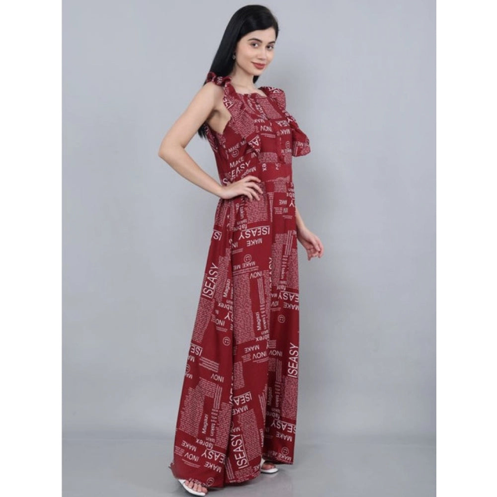 HD Women's Casual Crepe Sleeveless Dress (Maroon)