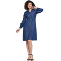 HD Women's Casual Denim Full sleeve Dress (Blue)