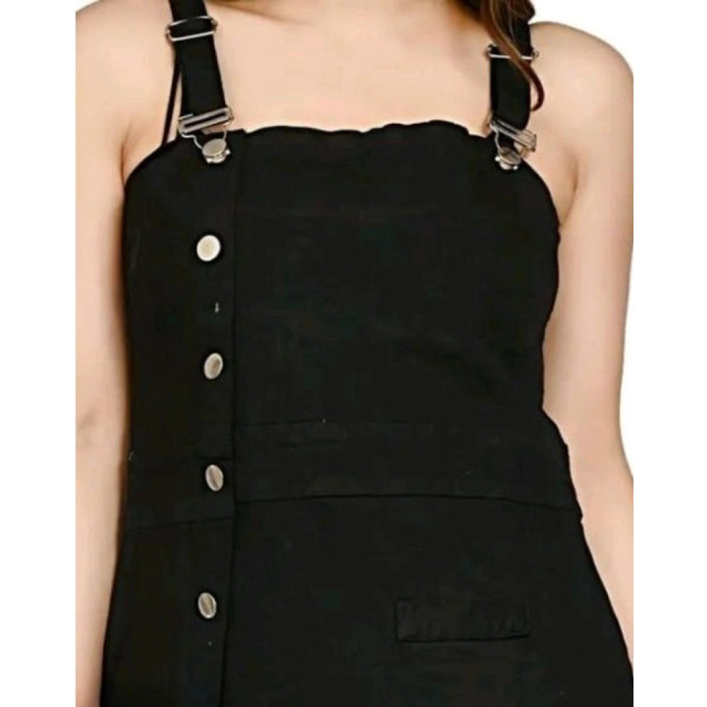 HD Women's Casual Denim Sleeveless Dress (Black)